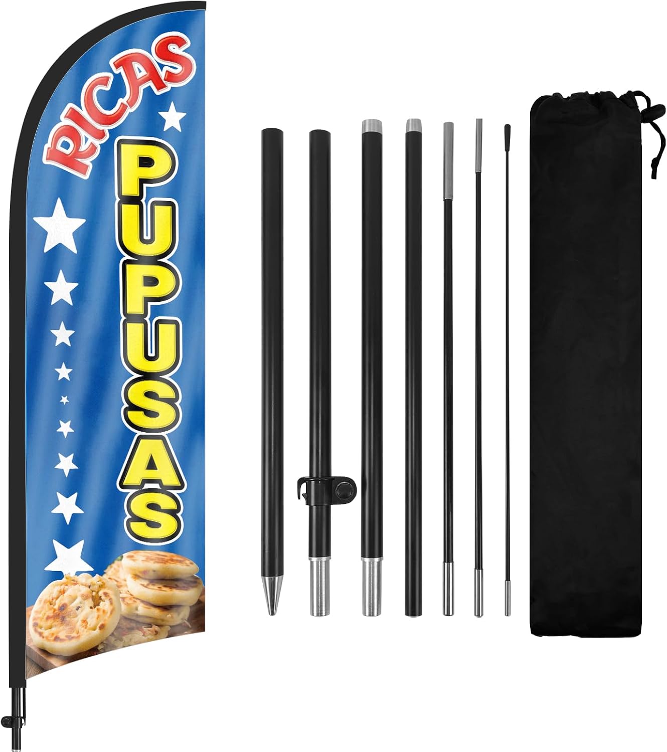 8ft Ricas Pupusas Feather Flag Kit with Pole and Stake