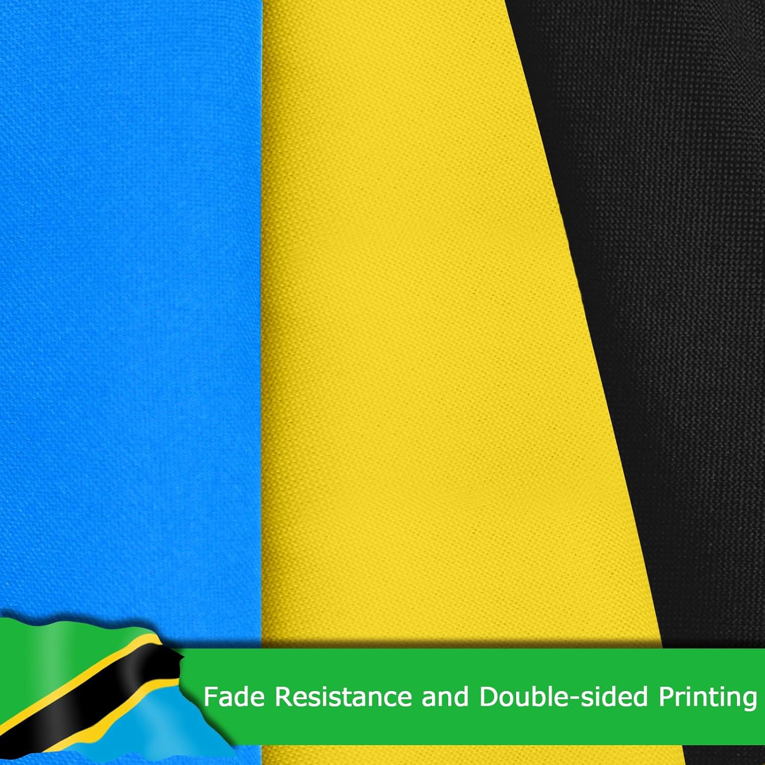 Tanzania Tanzanian Flag for Outside, 400D Heavy Duty Polyester, Double-Sided Printing, Quadruple Stitched Fly Hem, Fade Resistant, 2 Brass Grommets