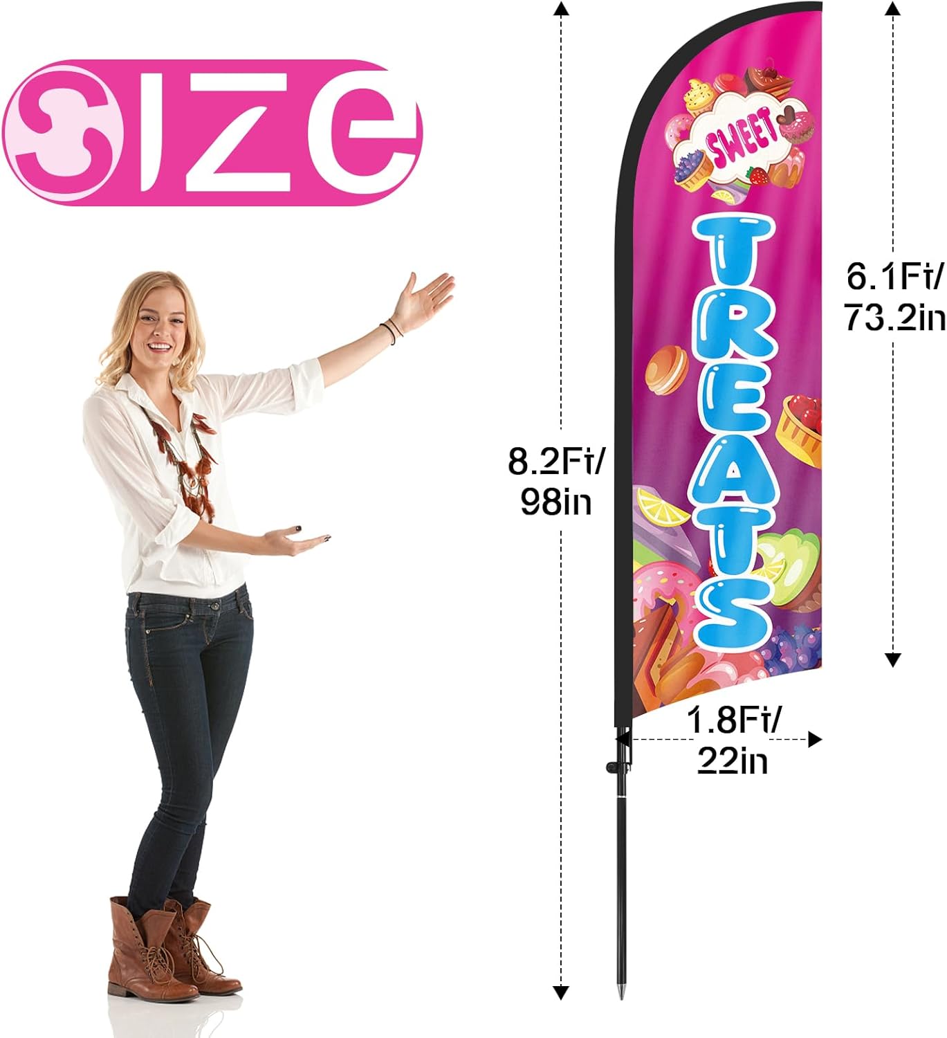 8ft Sweet Treats Feather Flag with Pole and Stake