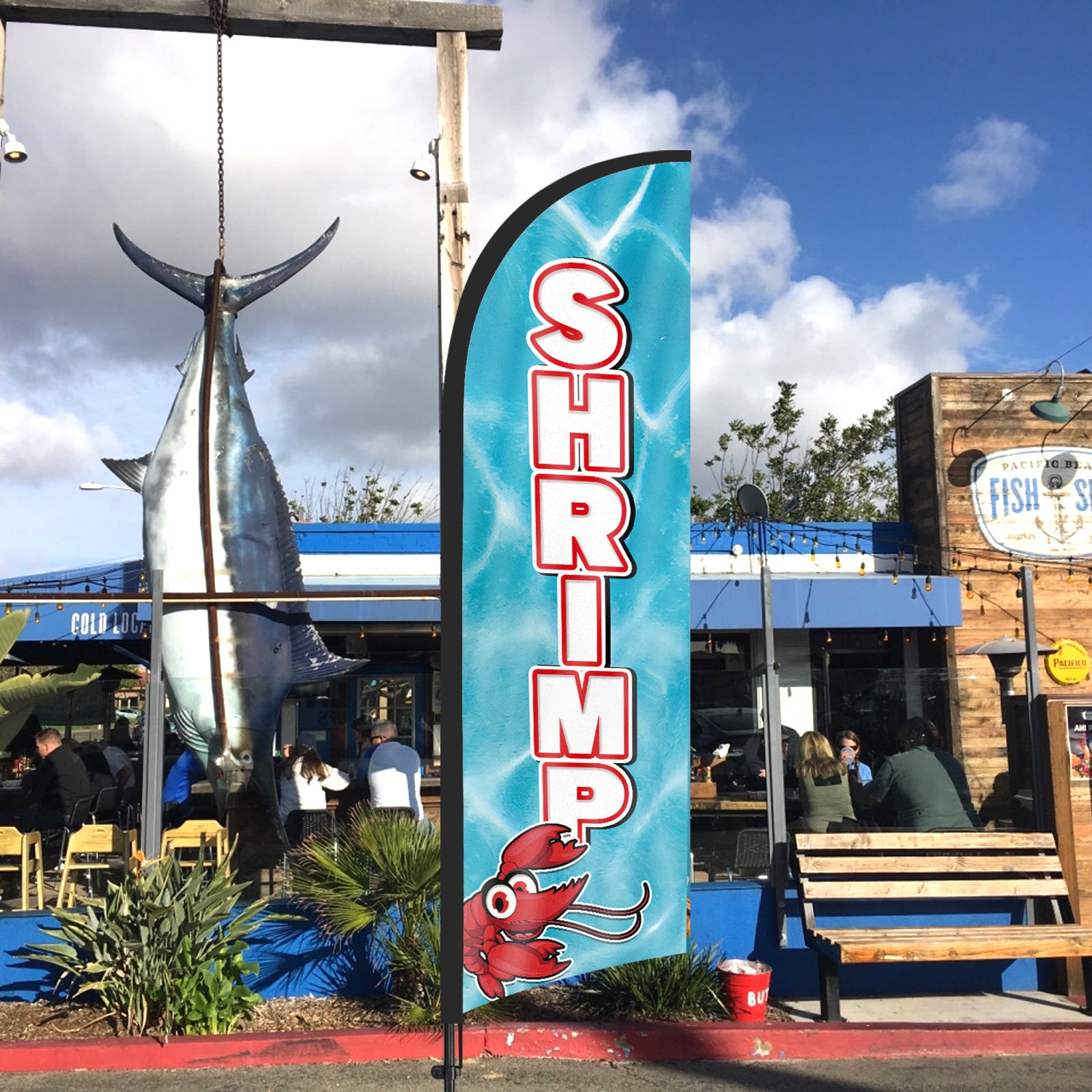 8ft Shrimp Feather Flag with Pole and Stake