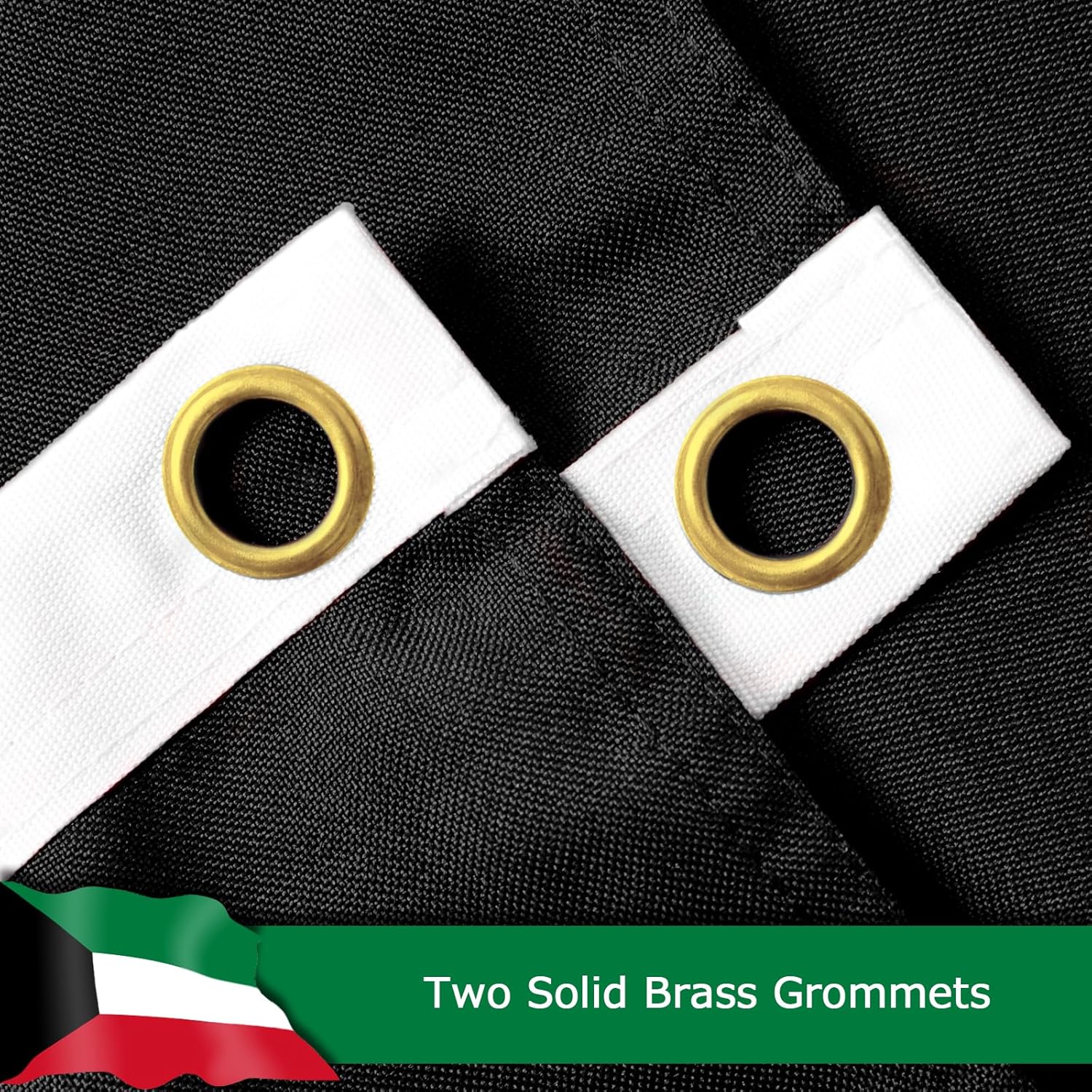 Kuwait Kuwaiti Flag for Outside, 400D Heavy Duty Polyester, Double-Sided Printing, Quadruple Stitched Fly Hem, Fade Resistant, 2 Brass Grommets
