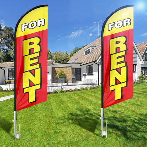 8ft For Rent Sign Feather Flag - Promote Your Rental Business!