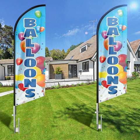 Balloons Feather Flag: Advertising Banner for Balloons Business (8ft)