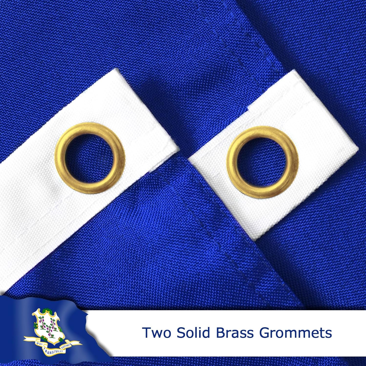 Connecticut State Flag for Outside, 400D Heavy Duty Polyester, Double-Sided Printing, Quadruple Stitched Fly Hem, Fade Resistant, 2 Brass Grommets