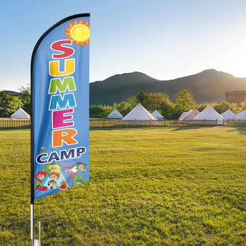 Summer Camp Feather Flag: Advertising Banner for Summer Camp Business (8ft)