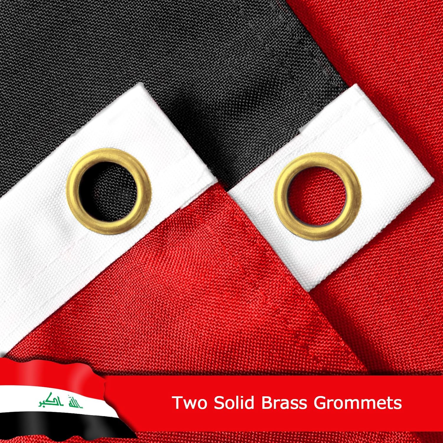Iraq Iraqi Flag for Outside, 400D Heavy Duty Polyester, Double-Sided Printing, Quadruple Stitched Fly Hem, Fade Resistant, 2 Brass Grommets