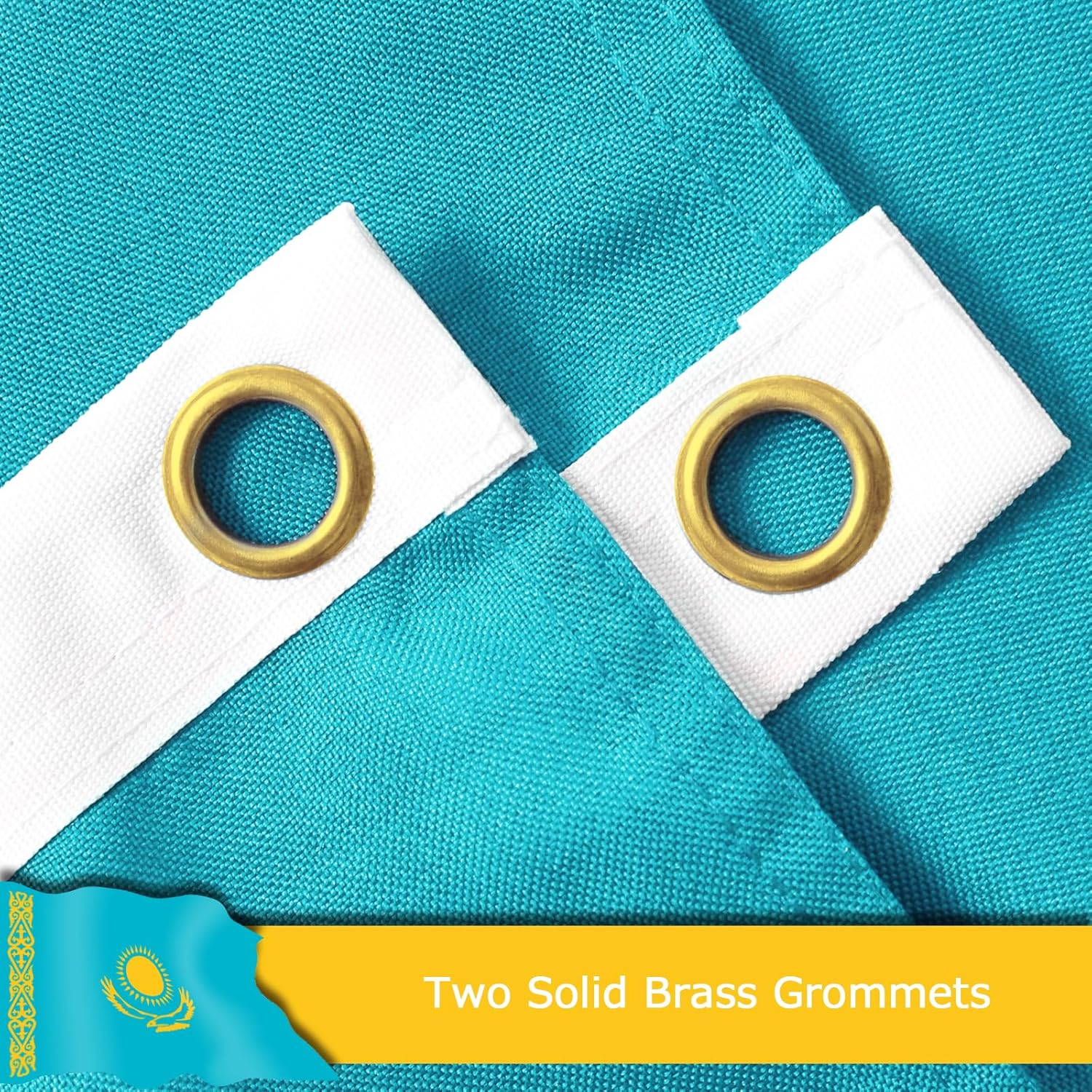 Kazakhstan Kazakhstani Flag for Outside, 400D Heavy Duty Polyester, Double-Sided Printing, Quadruple Stitched Fly Hem, Fade Resistant, 2 Brass Grommets