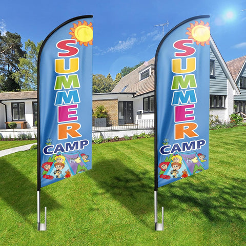 Summer Camp Feather Flag: Advertising Banner for Summer Camp Business (8ft)