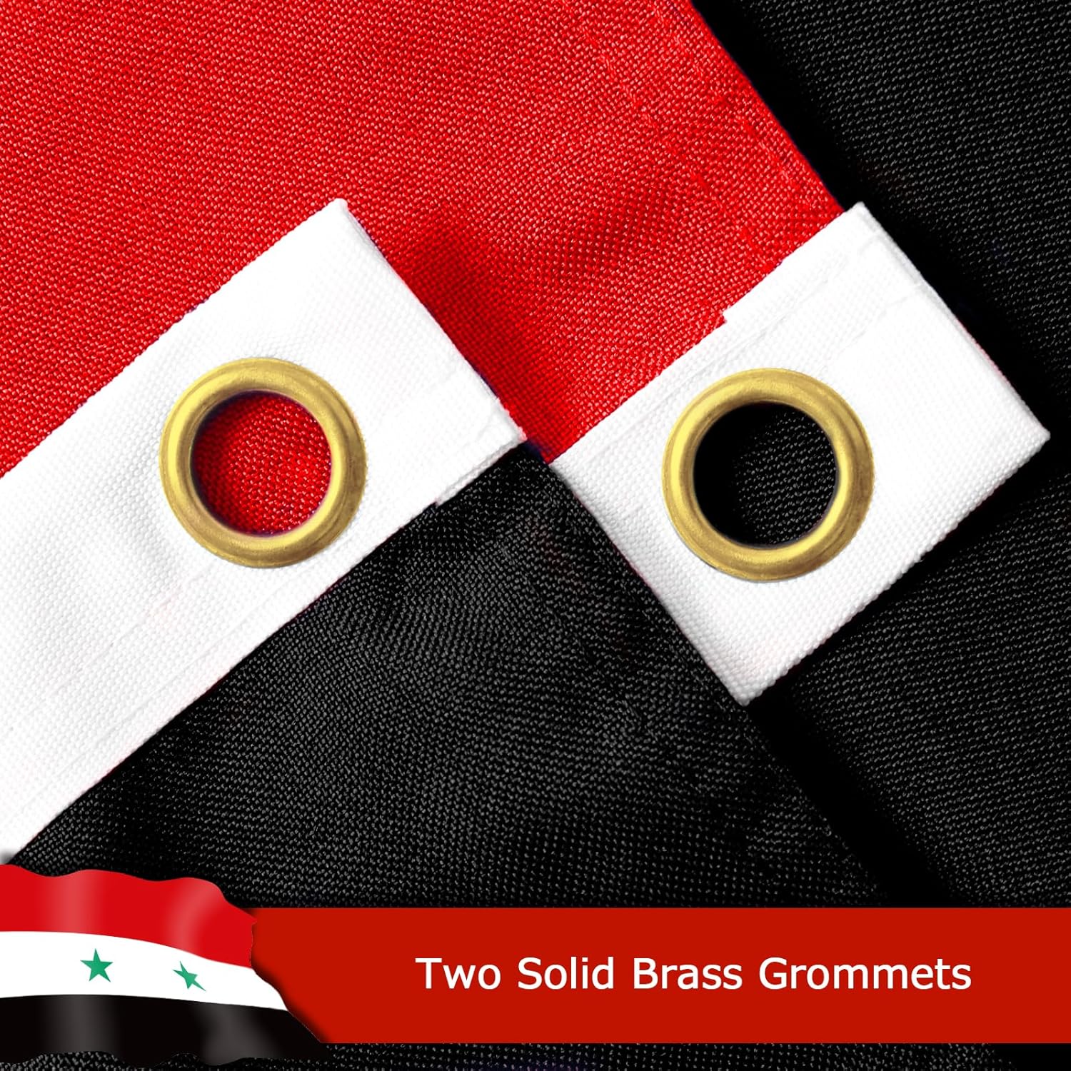 Syria Syrian Flag for Outside, 400D Heavy Duty Polyester, Double-Sided Printing, Quadruple Stitched Fly Hem, Fade Resistant, 2 Brass Grommets