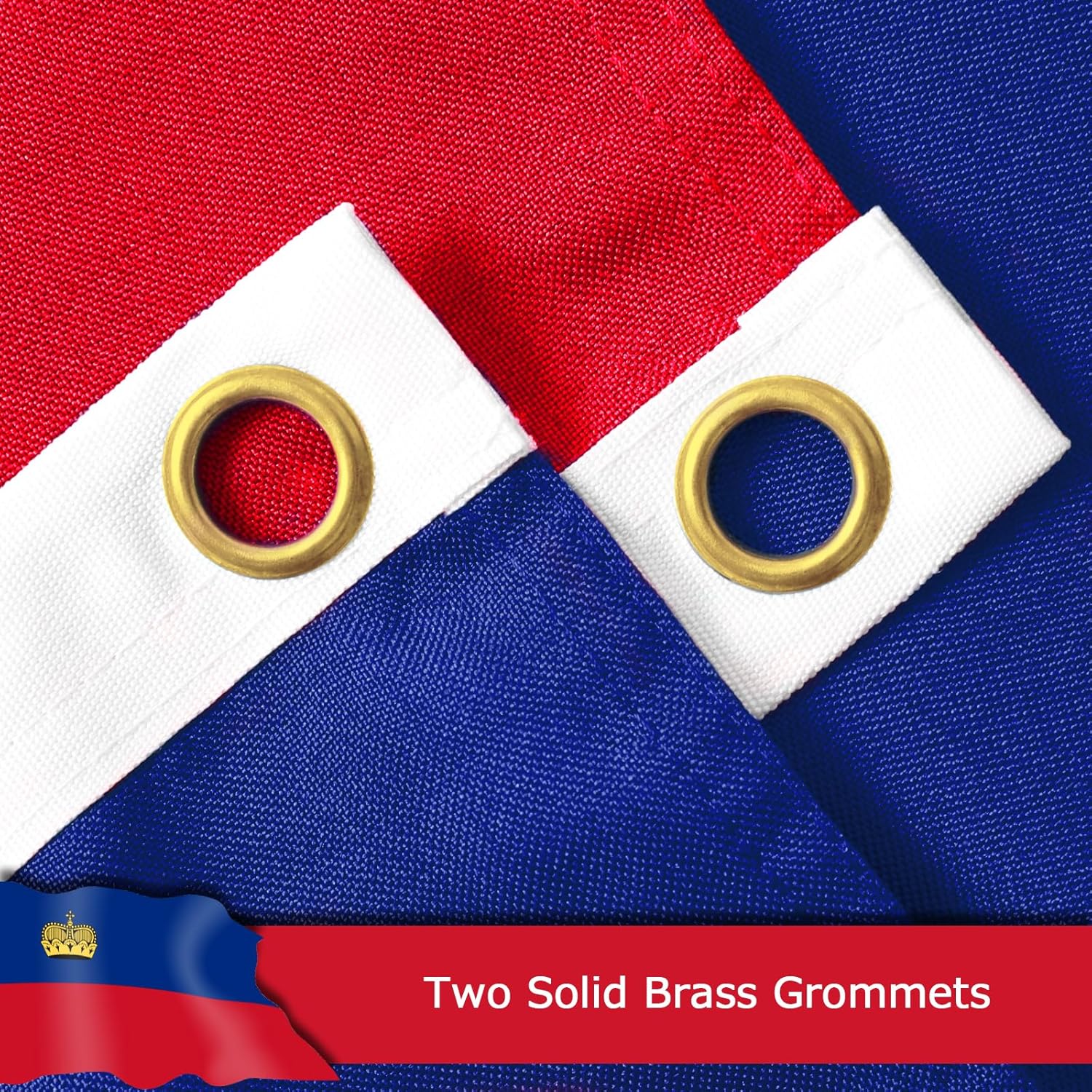 Liechtenstein Liechtensteiner Flag for Outside, 400D Heavy Duty Polyester, Double-Sided Printing, Quadruple Stitched Fly Hem, Fade Resistant, 2 Brass Grommets