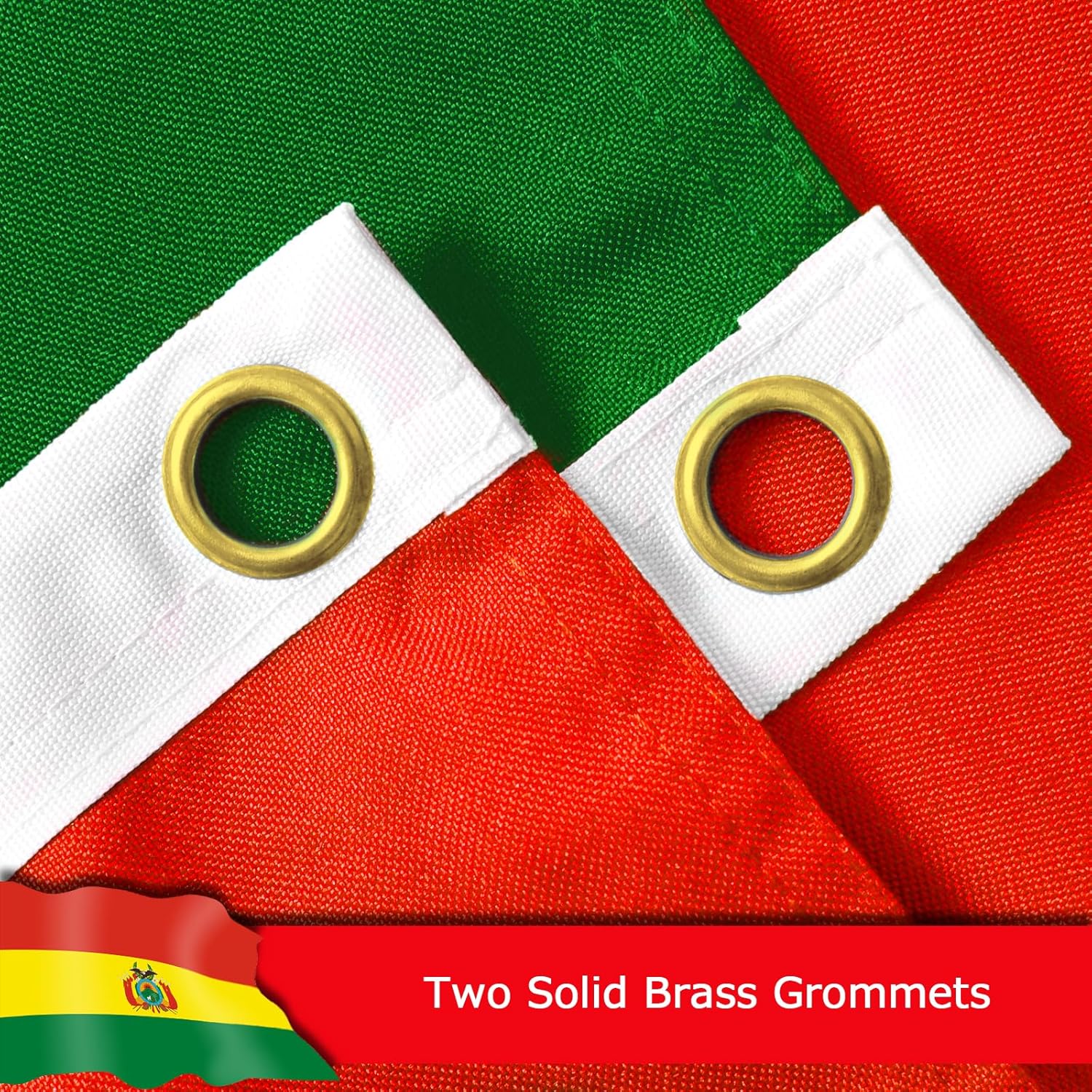 Bolivia Flag for Outside, 400D Heavy Duty Polyester, Double-Sided Printing, Quadruple Stitched Fly Hem, Fade Resistant, 2 Brass Grommets