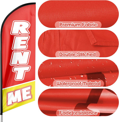 8ft Rent Me For Rent Sign Feather Flag - Grab Attention for Your Rental Business!
