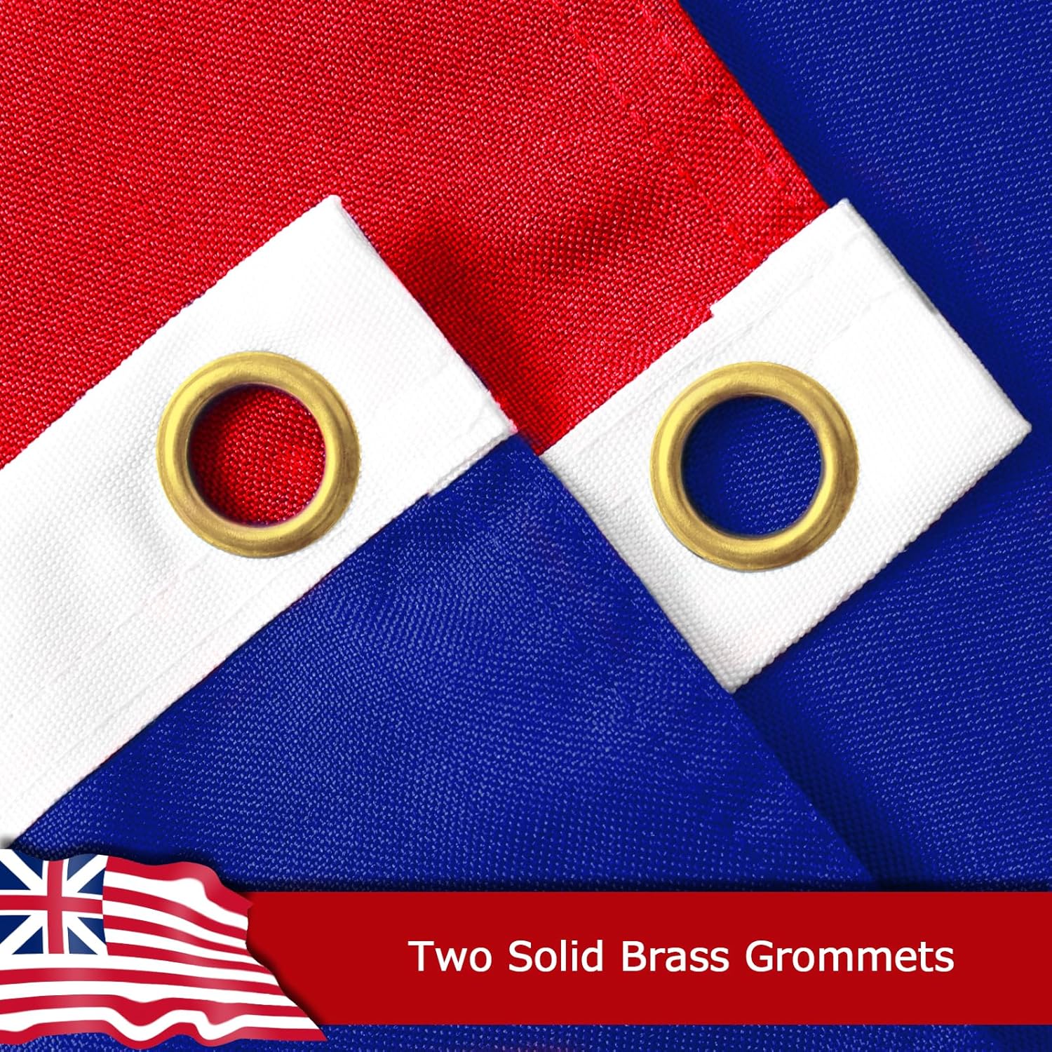 Grand Union Flag for Outside, 400D Heavy Duty Polyester, Double-Sided Printing, Quadruple Stitched Fly Hem, Fade Resistant, 2 Brass Grommets