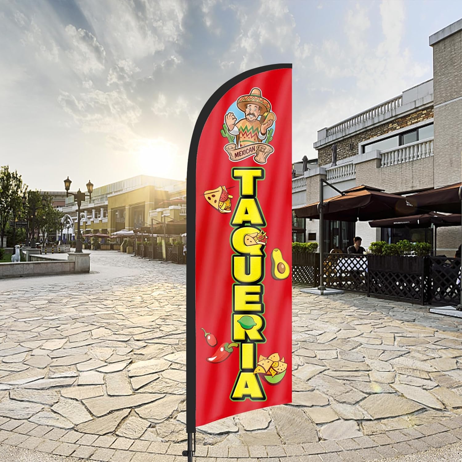 8ft Taqueria Feather Flag Kit with Pole and Stake