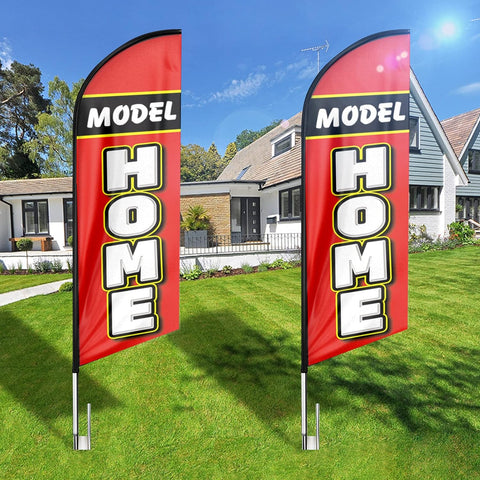 8ft Model Home Real Estate Signs Feather Flag - Stand Out with Advertising Banner!