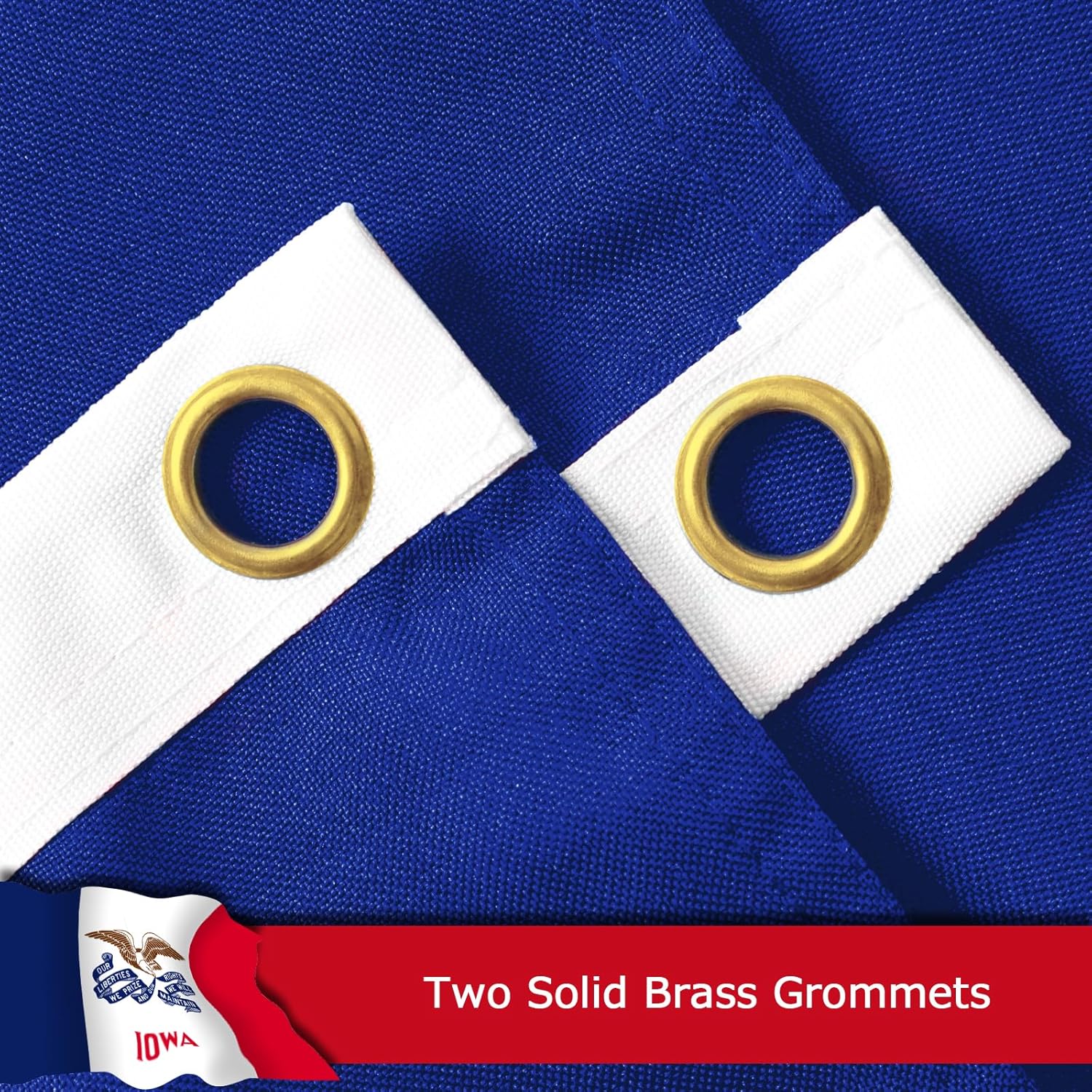 Iowa State Flag for Outside, 400D Heavy Duty Polyester, Double-Sided Printing, Quadruple Stitched Fly Hem, Fade Resistant, 2 Brass Grommets