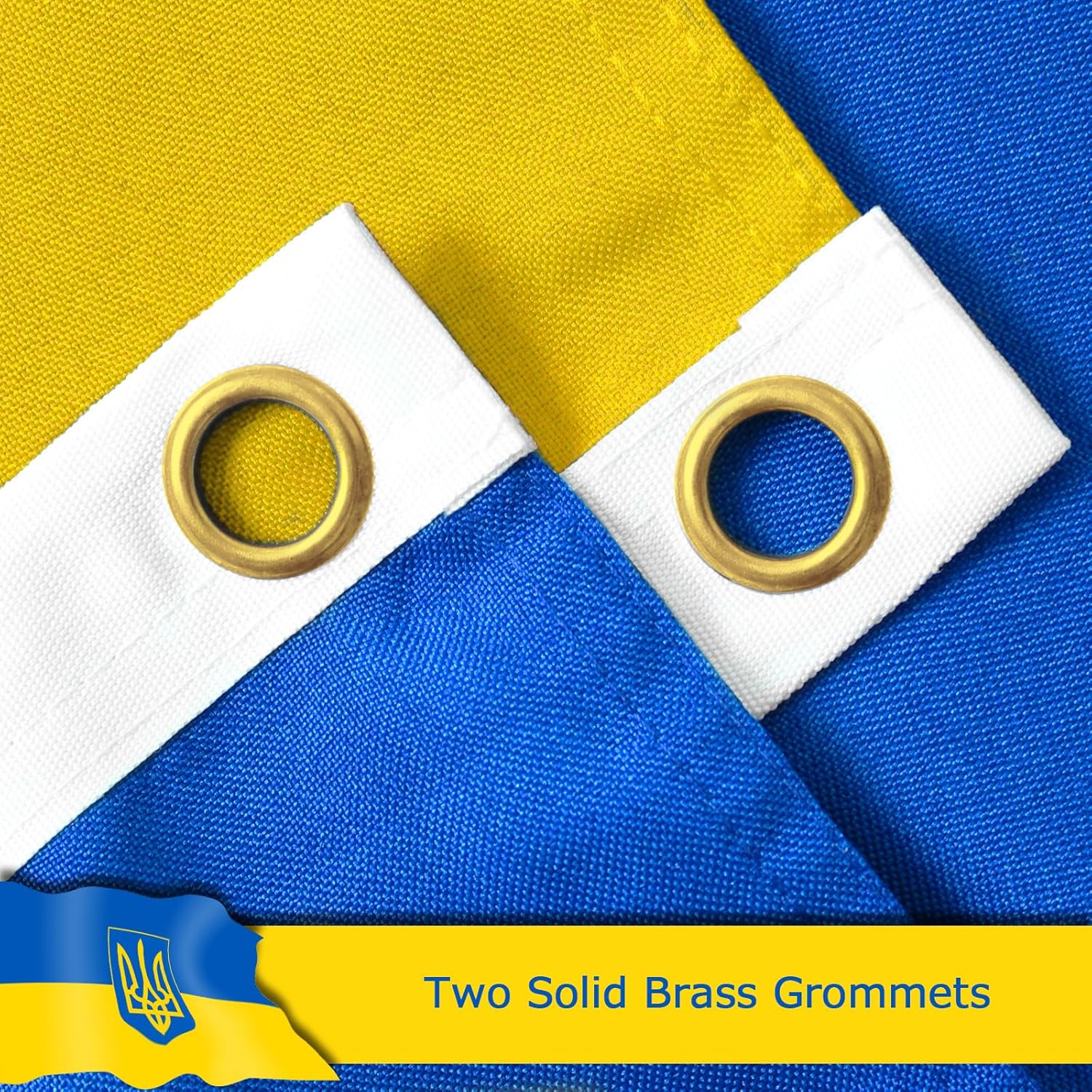 Ukraine Ukrainian Coat of Arms Flag for Outside, 400D Heavy Duty Polyester, Double-Sided Printing, Quadruple Stitched Fly Hem, Fade Resistant, 2 Brass Grommets