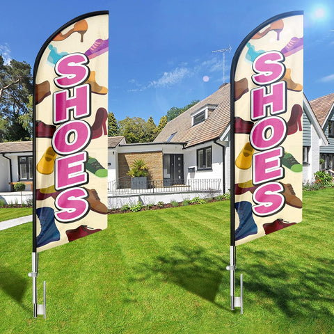 Shoes Feather Flag: Advertising Banner for Shoes Business (8ft)