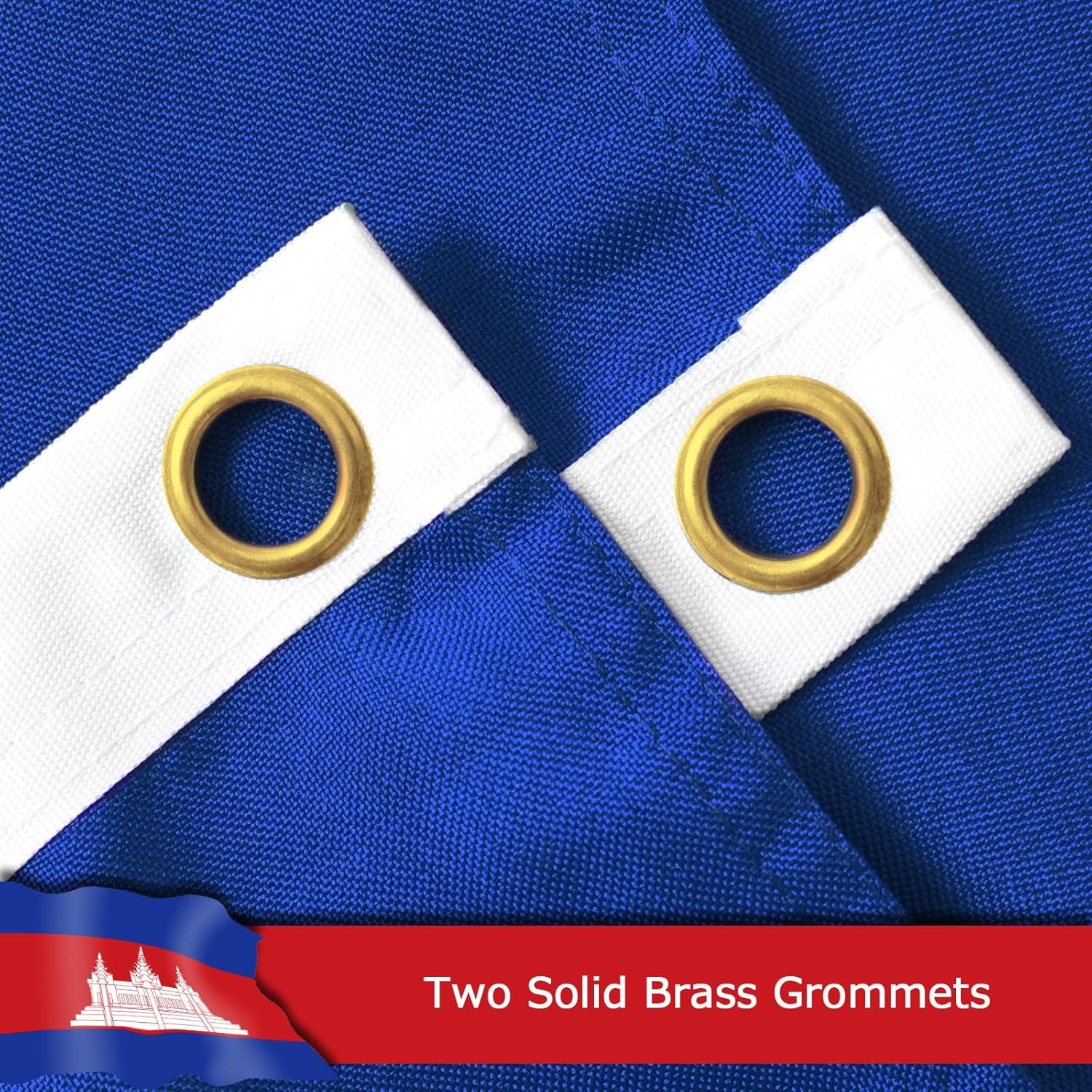 Cambodia Cambodian Flag for Outside, 400D Heavy Duty Polyester, Double-Sided Printing, Quadruple Stitched Fly Hem, Fade Resistant, 2 Brass Grommets