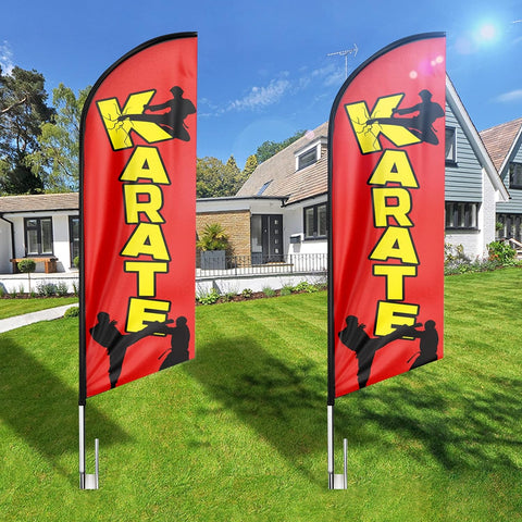 Karate Feather Flag: Advertising Banner for Karate Business (8ft)