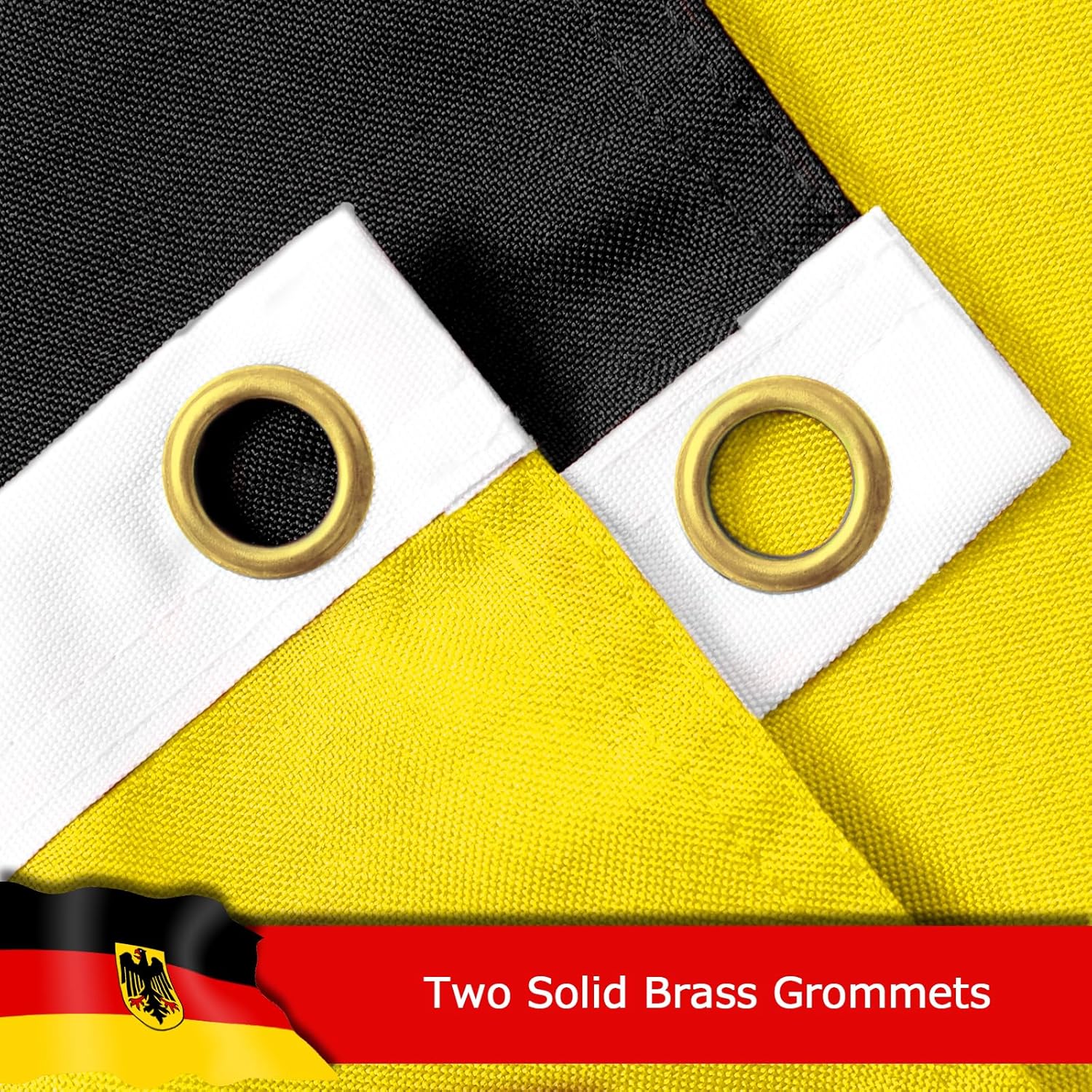Germany German Ensign Flag for Outside, 400D Heavy Duty Polyester, Double-Sided Printing, Quadruple Stitched Fly Hem, Fade Resistant, 2 Brass Grommets