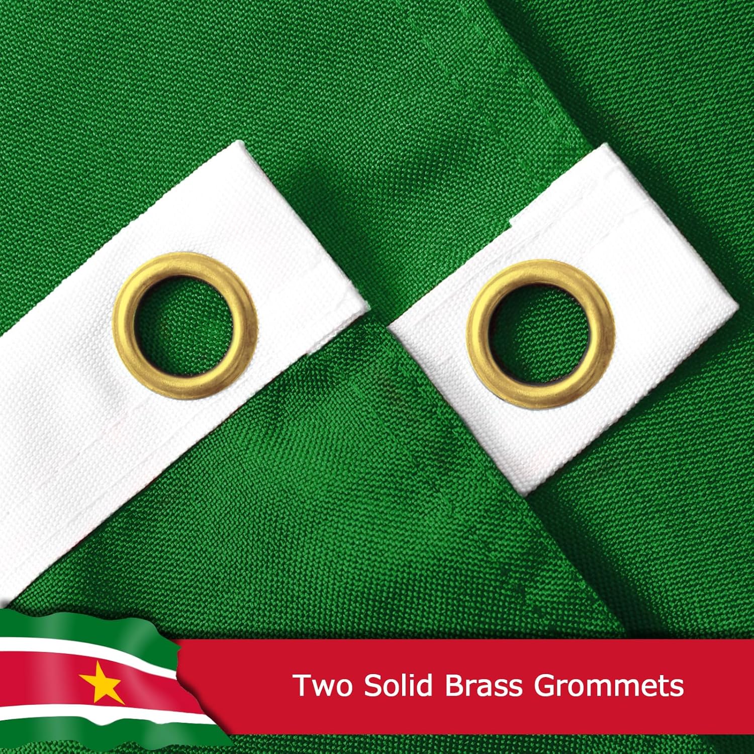 Suriname Surinamese Flag for Outside, 400D Heavy Duty Polyester, Double-Sided Printing, Quadruple Stitched Fly Hem, Fade Resistant, 2 Brass Grommets