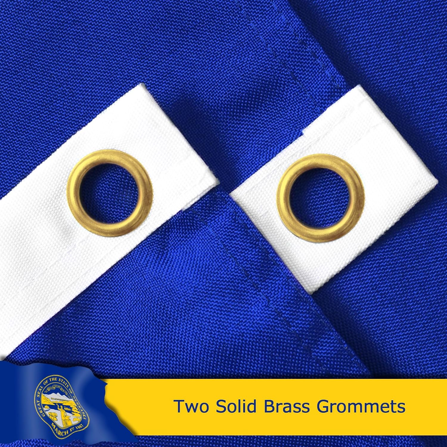 Nebraska State Flag for Outside, 400D Heavy Duty Polyester, Double-Sided Printing, Quadruple Stitched Fly Hem, Fade Resistant, 2 Brass Grommets