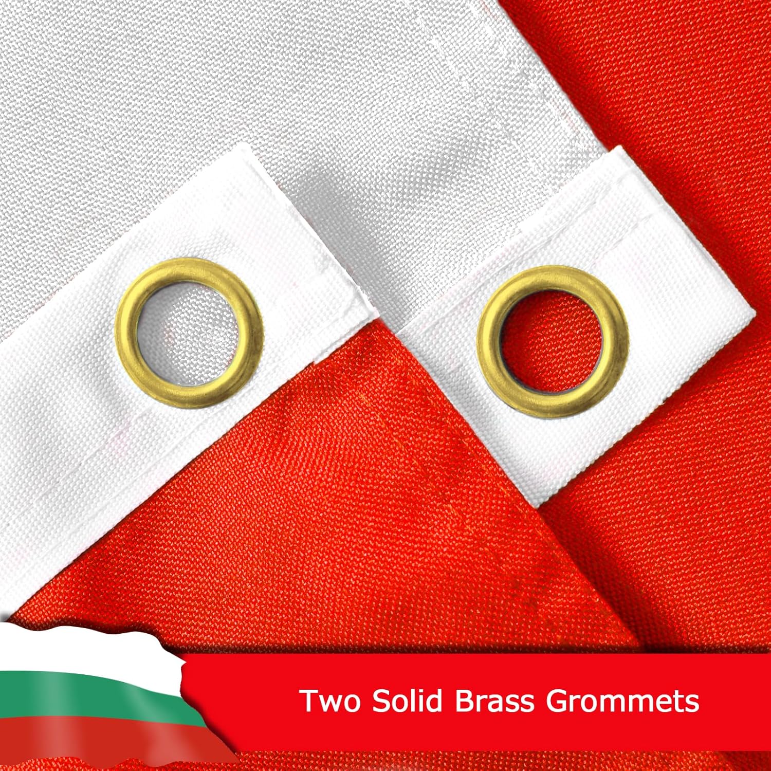 Bulgaria Flag for Outside, 400D Heavy Duty Polyester, Double-Sided Printing, Quadruple Stitched Fly Hem, Fade Resistant, 2 Brass Grommets