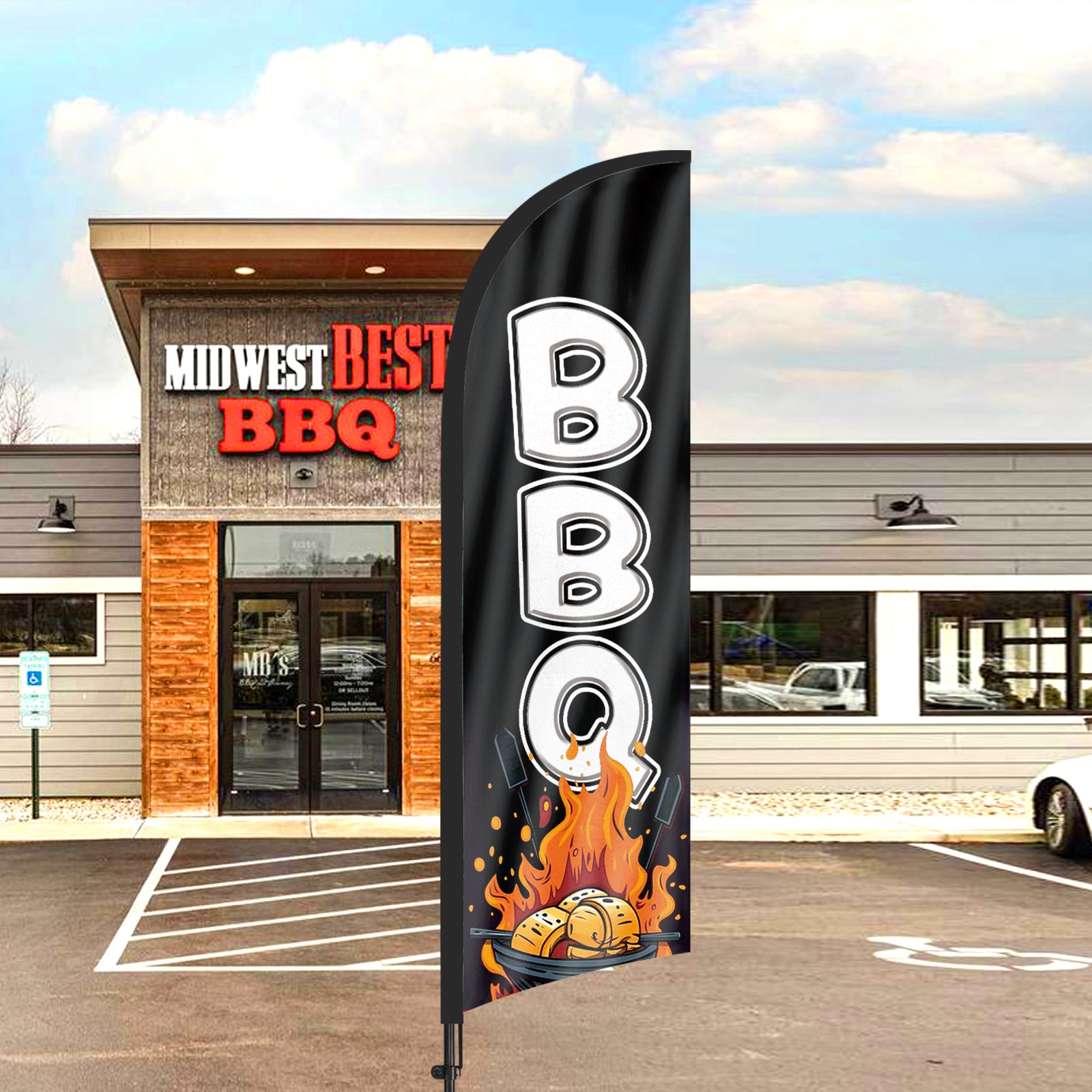 8Ft BBQ Feather Flag Pole Kit