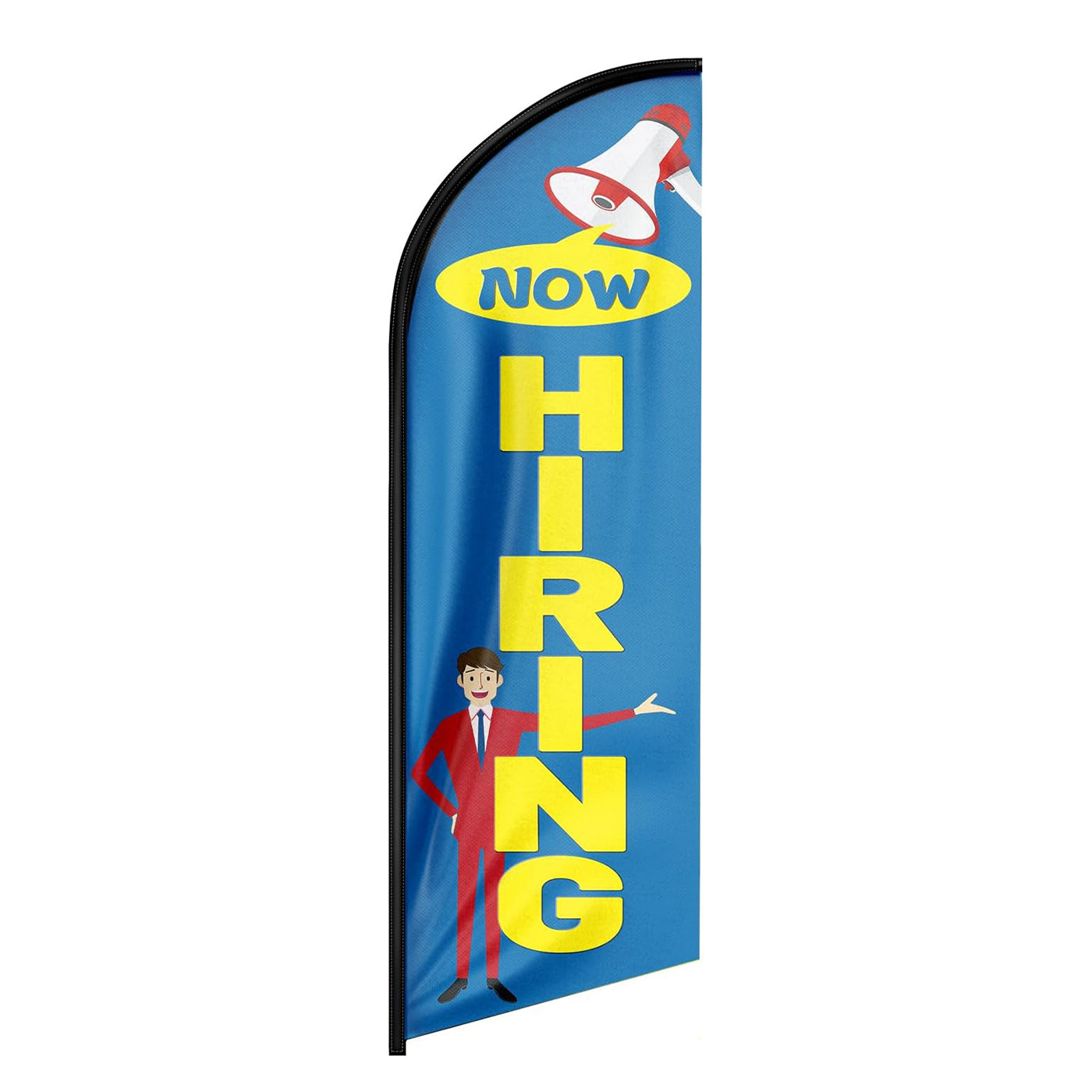 Now Hiring Signs-8ft Blue Now Hiring Feather Flag for Now Hiring Business（Flagpole Not Included）