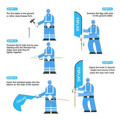 8Ft 100% Hand Wash Feather Flag with Pole & Stake