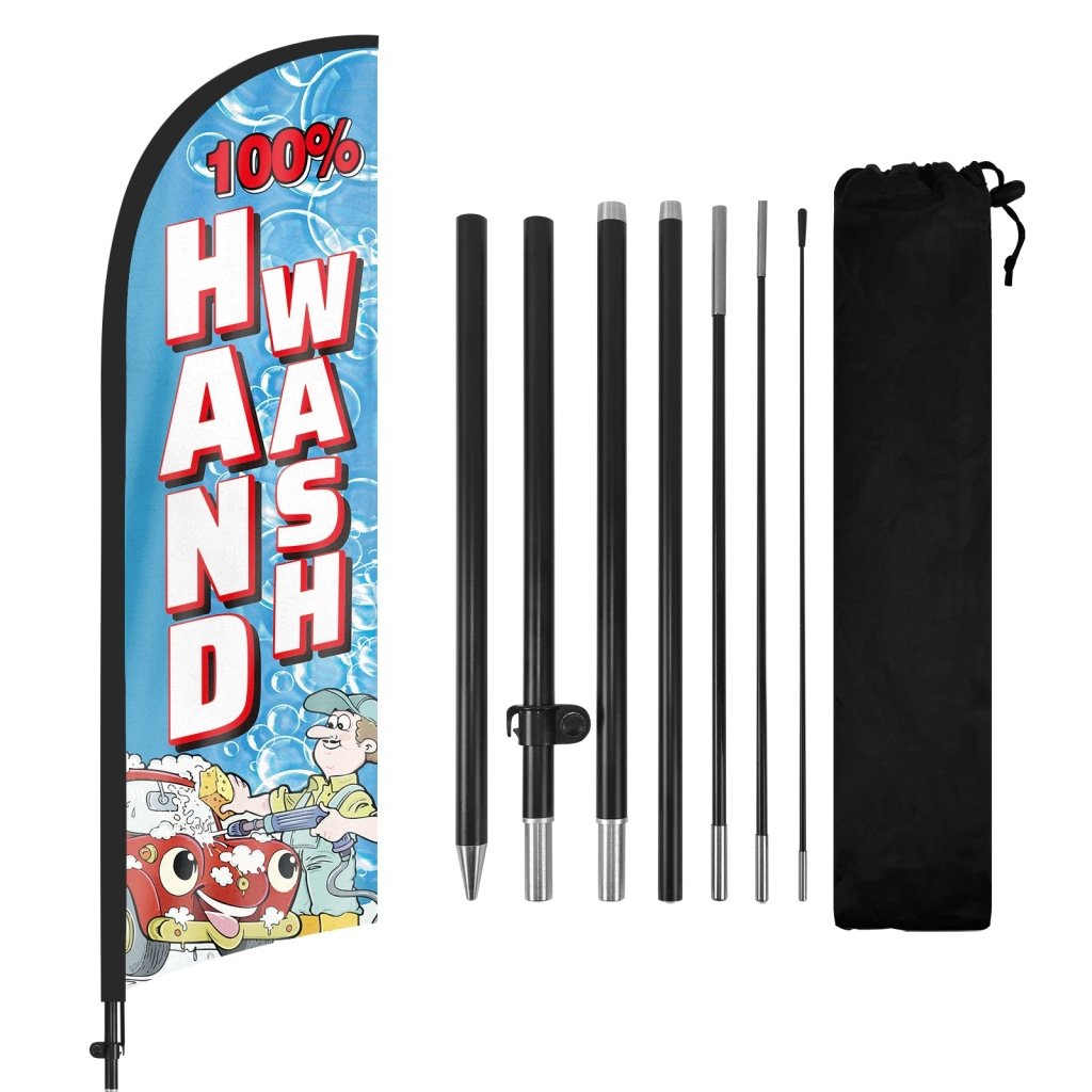 8Ft 100% Hand Wash Feather Flag with Pole & Stake