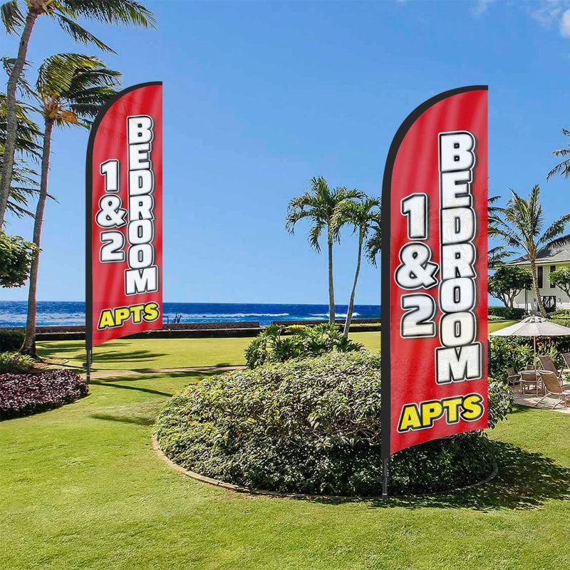 8FT 1&2 Bedroom Apartment Feather Flags with Pole and Ground Stake