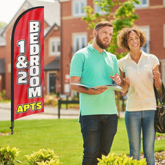 8FT 1&2 Bedroom Apartment Feather Flags with Pole and Ground Stake