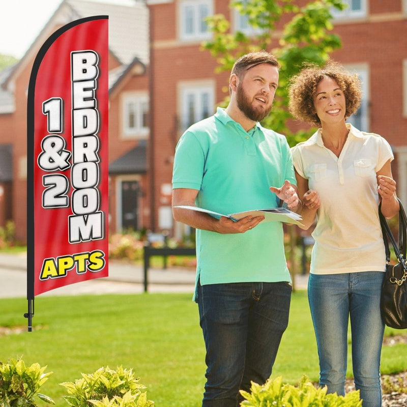 8FT 1&2 Bedroom Apartment Feather Flags with Pole and Ground Stake