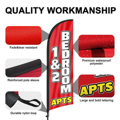 8FT 1&2 Bedroom Apartment Feather Flags with Pole and Ground Stake