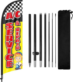 8ft AC Service Repair Feather Flag with Pole & Stake