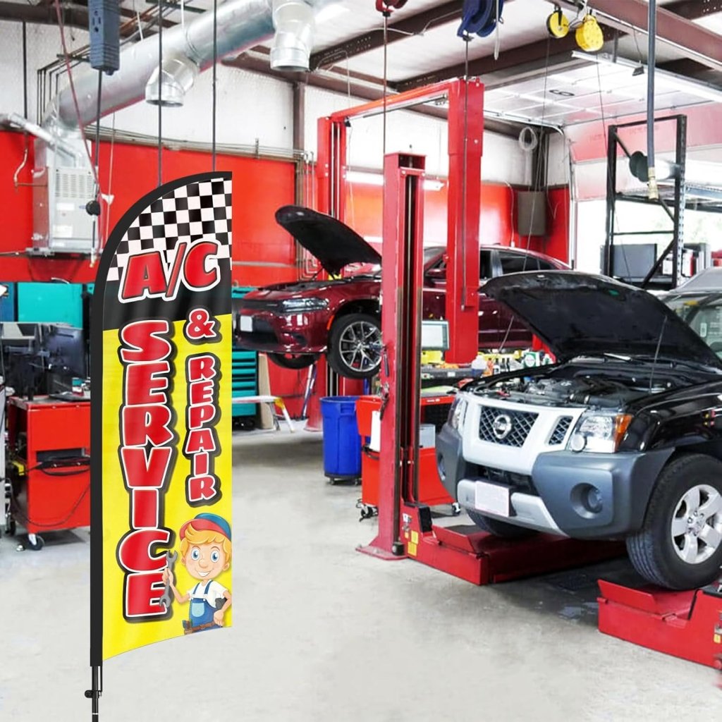 8ft AC Service Repair Feather Flag with Pole & Stake