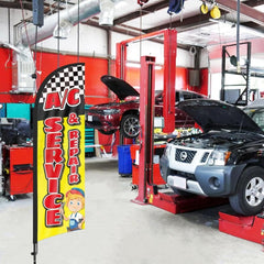 8ft AC Service Repair Feather Flag with Pole & Stake