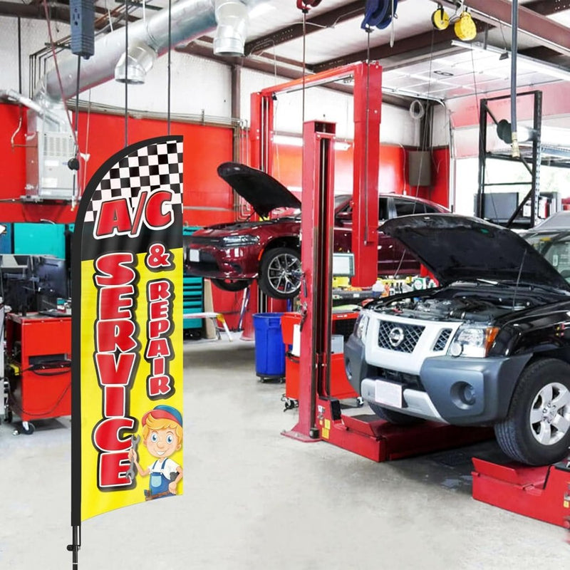 8ft AC Service Repair Feather Flag with Pole & Stake