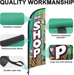 8FT Advertising Feather Flags Sign for Smoke Shop Business 2Pack