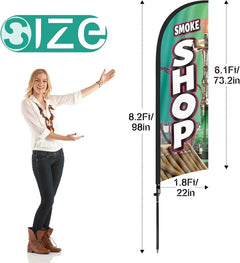 8FT Advertising Feather Flags Sign for Smoke Shop Business 2Pack