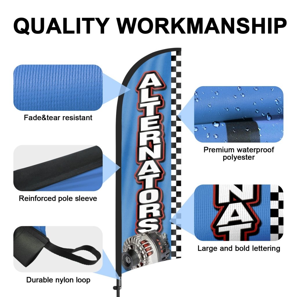 8ft Alternators Feather Flag With Pole Kit
