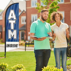 8Ft ATM Inside Feather Flag with Pole & Stake