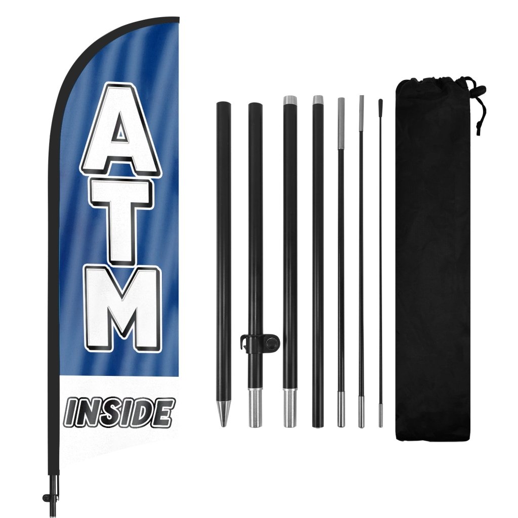 8Ft ATM Inside Feather Flag with Pole & Stake