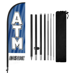 8Ft ATM Inside Feather Flag with Pole & Stake