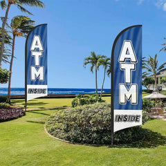 8Ft ATM Inside Feather Flag with Pole & Stake
