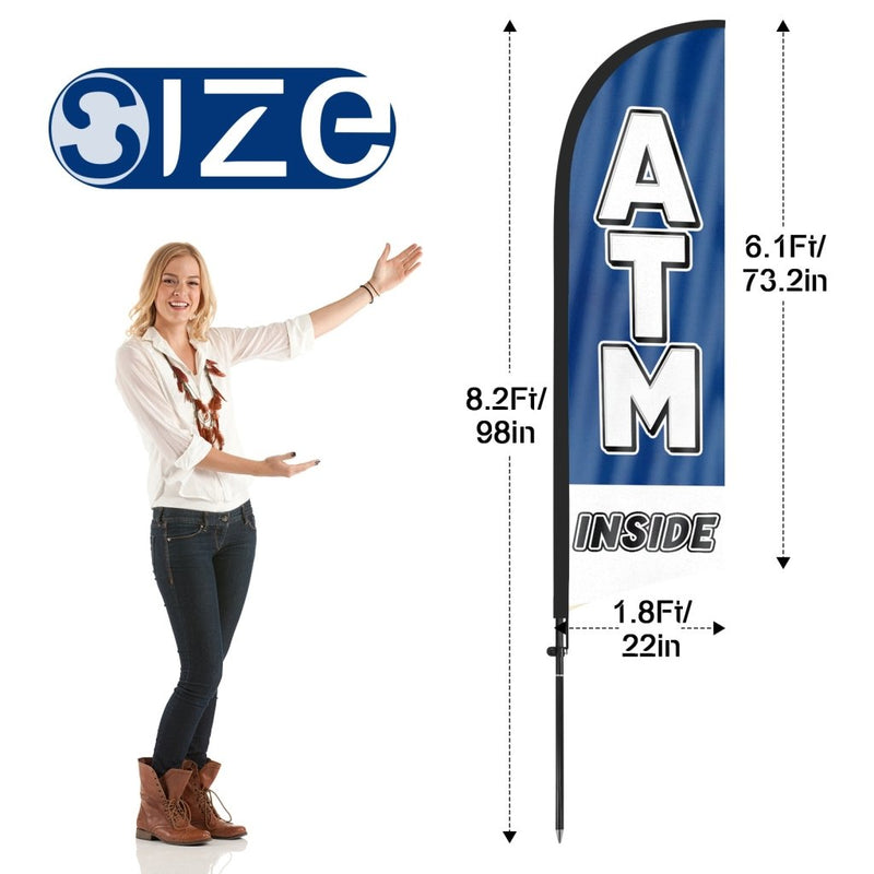 8Ft ATM Inside Feather Flag with Pole & Stake