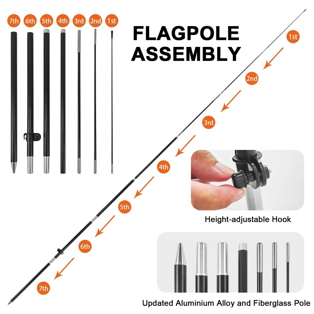 8ft Auto Alarms Feather Flag Pole Kit