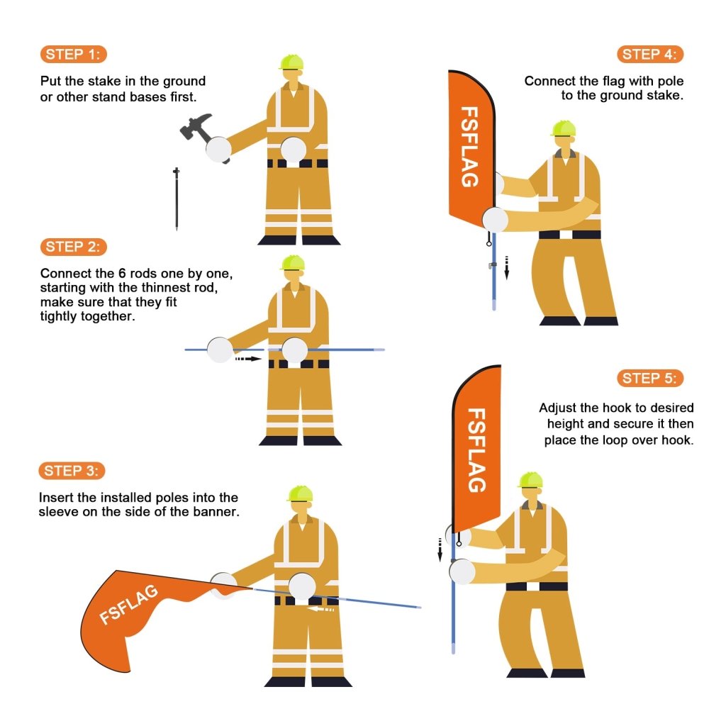 8ft Auto Alarms Feather Flag Pole Kit